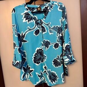 NWOT Blue Floral Blouse Size M